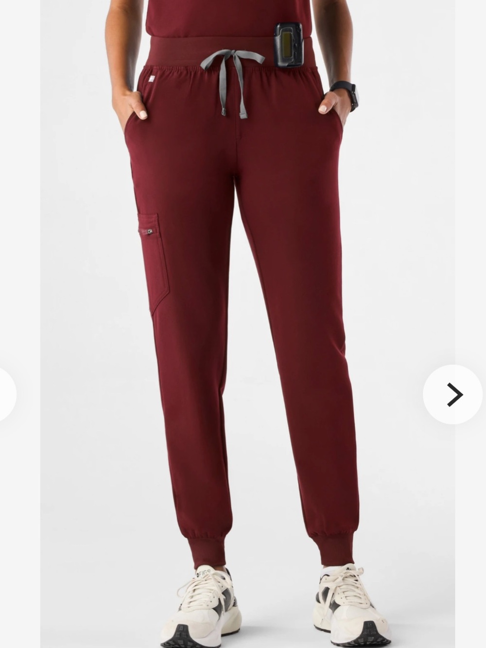 Figs Zamora Jogger Scrub Pants Burgundy Drawstring Medium Womens